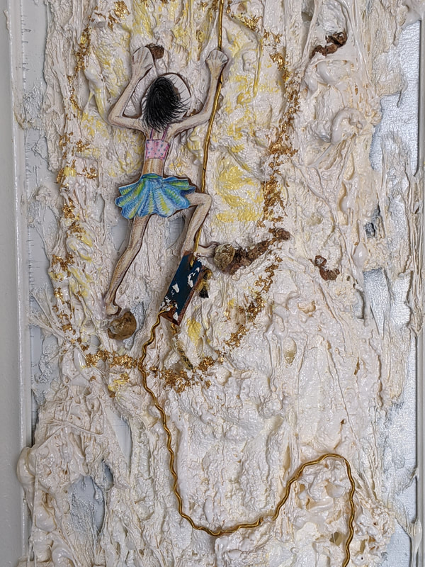 Terry Parshall Scaling the Wall with Help from Above Mixed Media $400